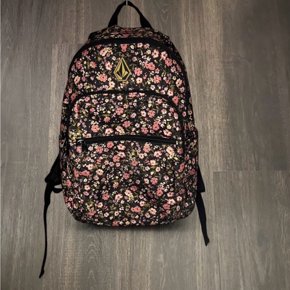 Volcom Handbags - Volcom Floral Backpack Black Pink Print Multi Pocket NWOT